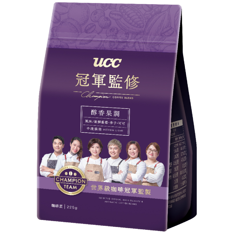 UCC冠軍監修醇香果調咖啡豆 225g