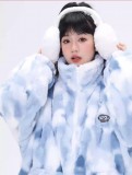 AONW（Dops大樸自製）紮染羊羔絨棉衣外套女軟糯仿兔毛寬鬆慵懶風
