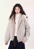 AONW美式復古座山雕毛領棉服女寬鬆潮牌街頭連帽棉衣夾棉工裝外套