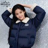 AONW美式復古短版棉衣女簡約毛領棉服外套寬鬆百搭麵包服棉衣