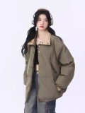 AONW秋冬新款鹽系小眾簡約設計感保暖加厚情侶麵包服女棉服外套