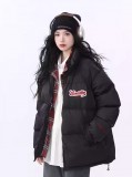 AONW秋冬新款韓系小眾設計感保暖假兩件寬鬆格紋加厚棉服女外套