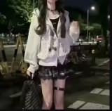 AONW秋冬新款复古波点卡通印花连帽开衫卫衣女宽松慵懒上衣外套
