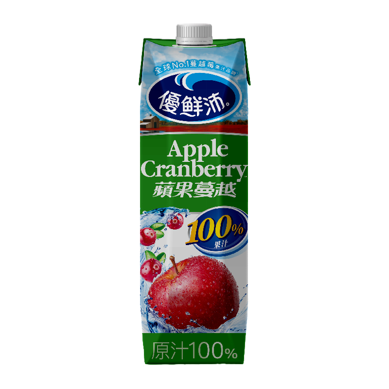 優鮮沛100 蘋果蔓越莓綜合果汁1000ml
