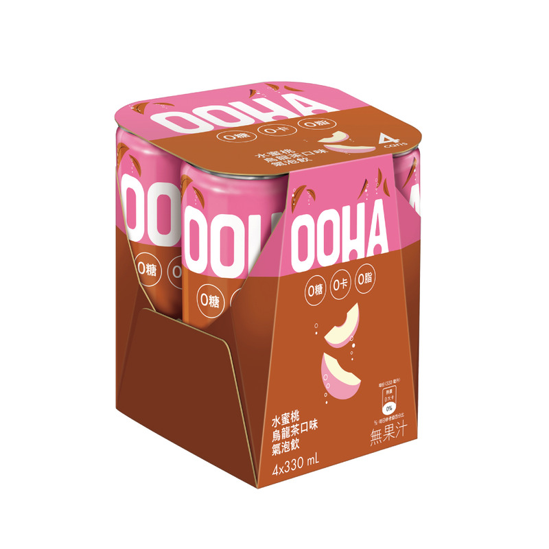 OOHA氣泡飲水蜜桃烏龍茶口味330ml
