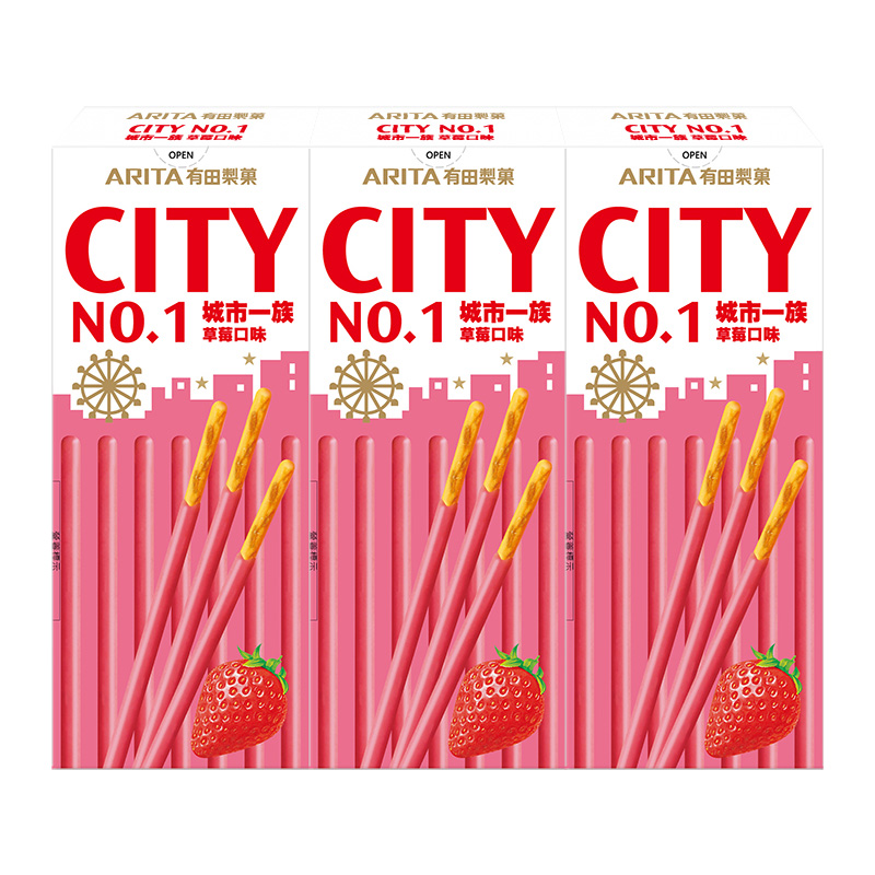 城市一族棒狀餅乾-草莓口味-3入組