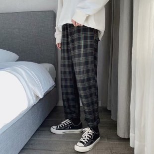 Boys Plaid 休閒 褲子 韓版 Style 寬鬆 Harem 褲子 男士