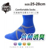 【校友會商城】-【2051 繃帶抗菌毛巾底男1/2襪藍積分+現金只要84元】
